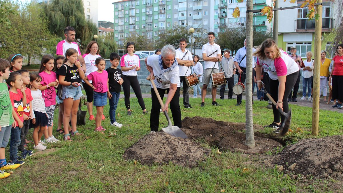 Zuhaitzei plakak jartzeko ekitaldia