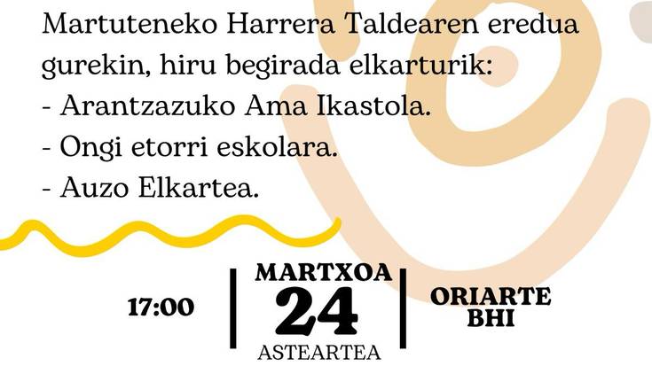 Martuteneko Harrera Taldearen eredua udalerrira ekartzea aztertuko dute