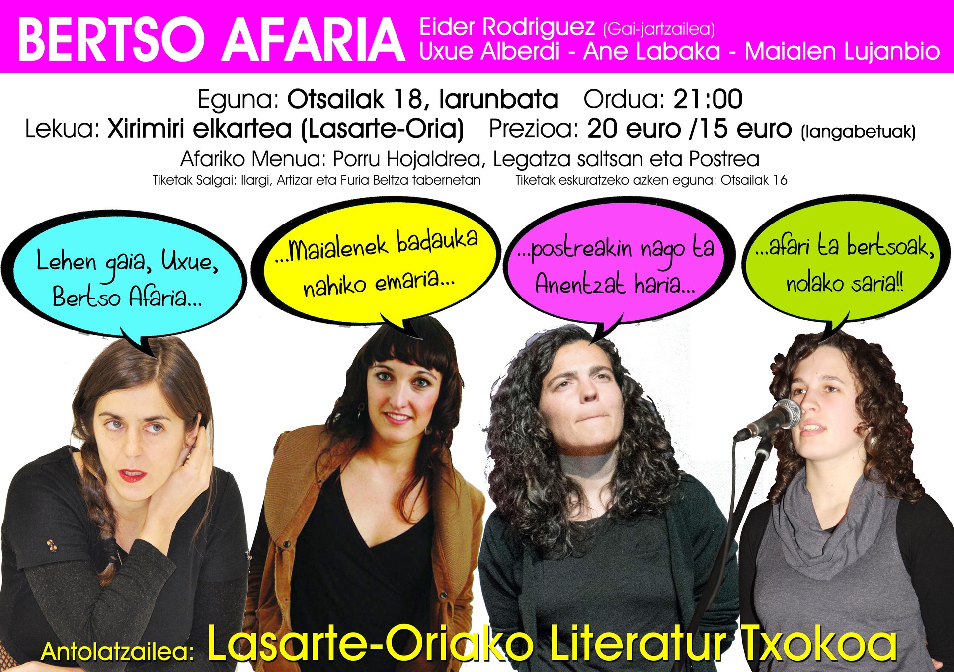 3. bertso saio literarioa otsailaren 18an Xirimirin