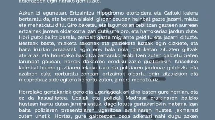 Azken egunetako gertakarien harira, salaketa