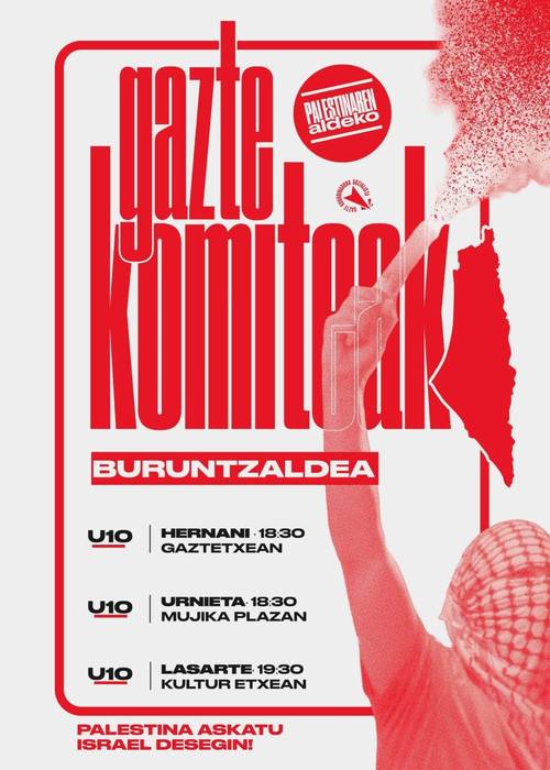Palestinaren aldeko gazte komitearen saioa egingo dute gaur kultur etxean