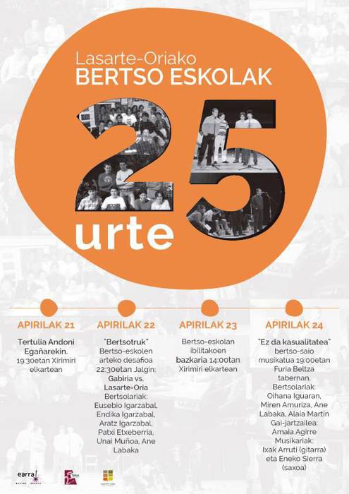 Egañaren solasaldiak bertso eskolako urteurrenari hasiera emango dio