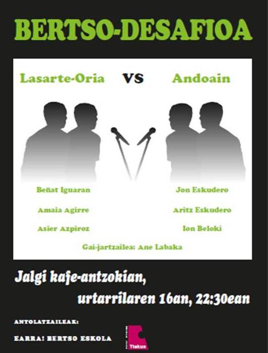 Hirugarren bertso-desafioa bihar Jalgin
