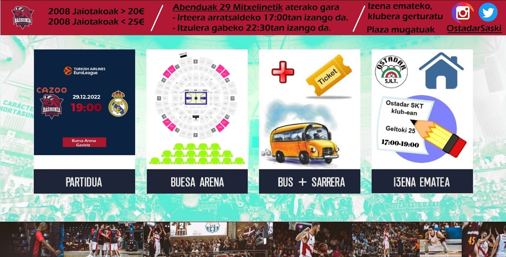 Ostadar Saskibaloi sailak Baskonia ikusteko irteera antolatu du