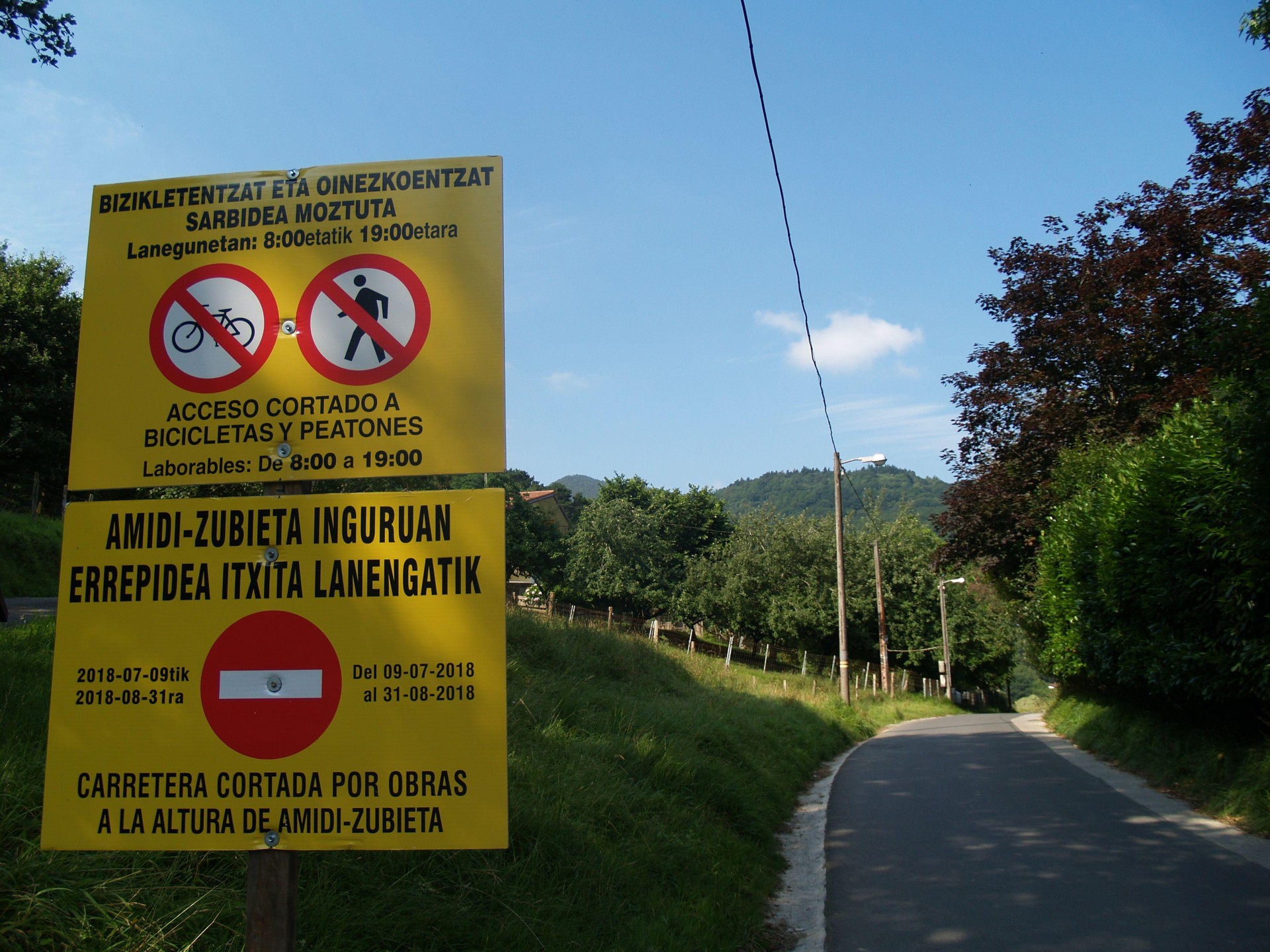 Amiri eta Santuenea arteko bidea itxita, erraustegirako gasa sartzeko lanen ondorioz