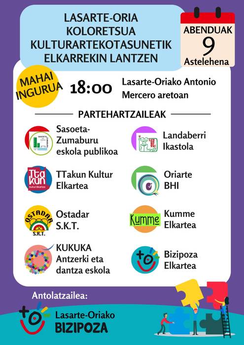 'Lasarte-Oria koloretsua kulturartekotasunetik elkarrekin lantzen'