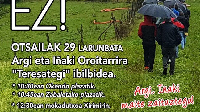 Dispertso politika salatzeko, mendi ibilbidea otsailaren 29an