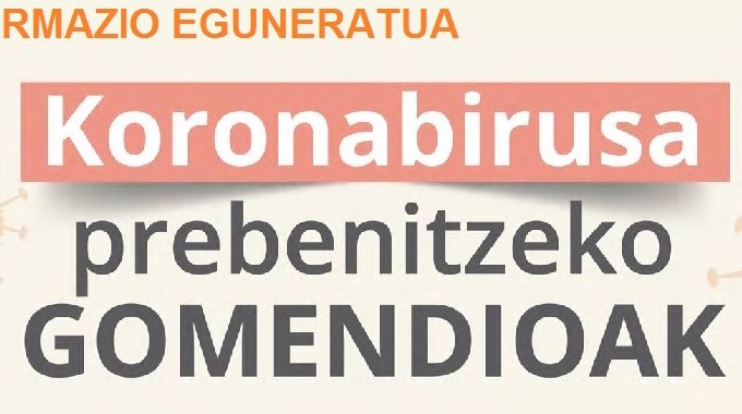 Koronabirusa saihesteari buruzko jarraibideak, udalaren webgunean