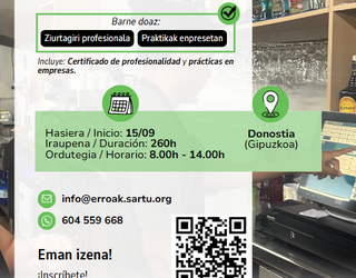 Irailean hasiko da ostalaritzako prestakuntza berria