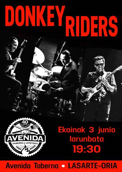 Donkey Riders taldeak Avenida taberna-jatetxean joko du larunbatean