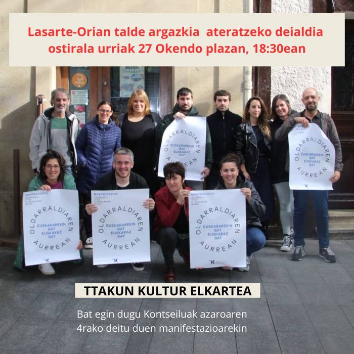 Ostiraleko talde argazkian izango dira Ttakun Kultur Elkarteko langileak ere