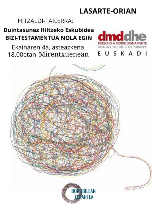 'Bizi testamentua nola egin' hitzaldi-tailerra