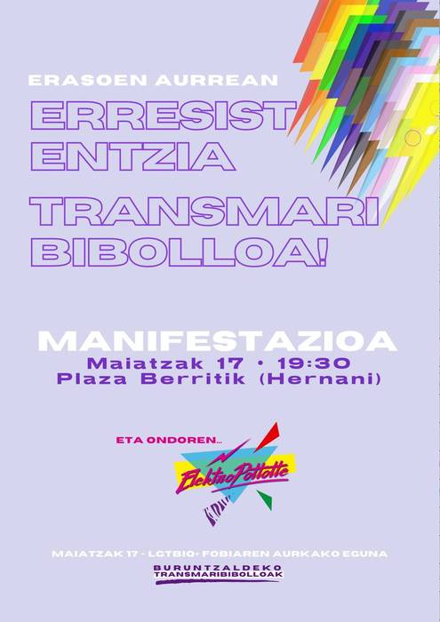 LGTBIQ+ fobiaren aurkako nazioarteko egunean, manifestazioa eta kontzertua