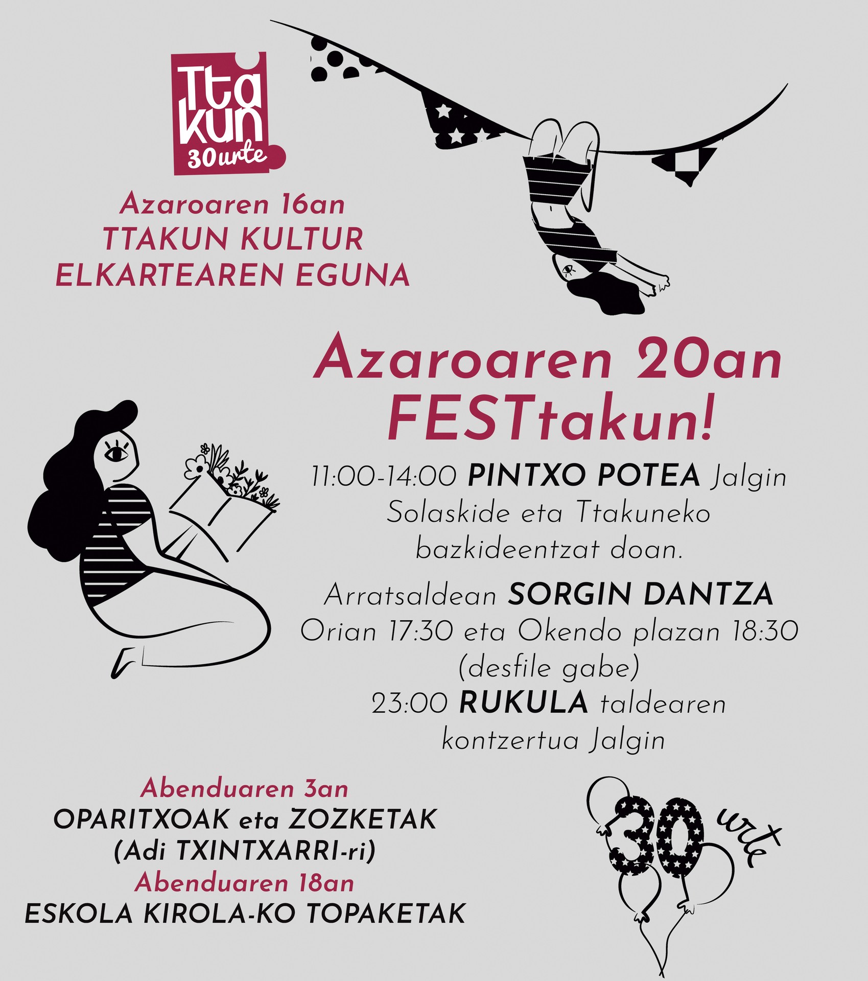 Ttakun Kultur Elkartea 30 urte betetzen ari da gaur
