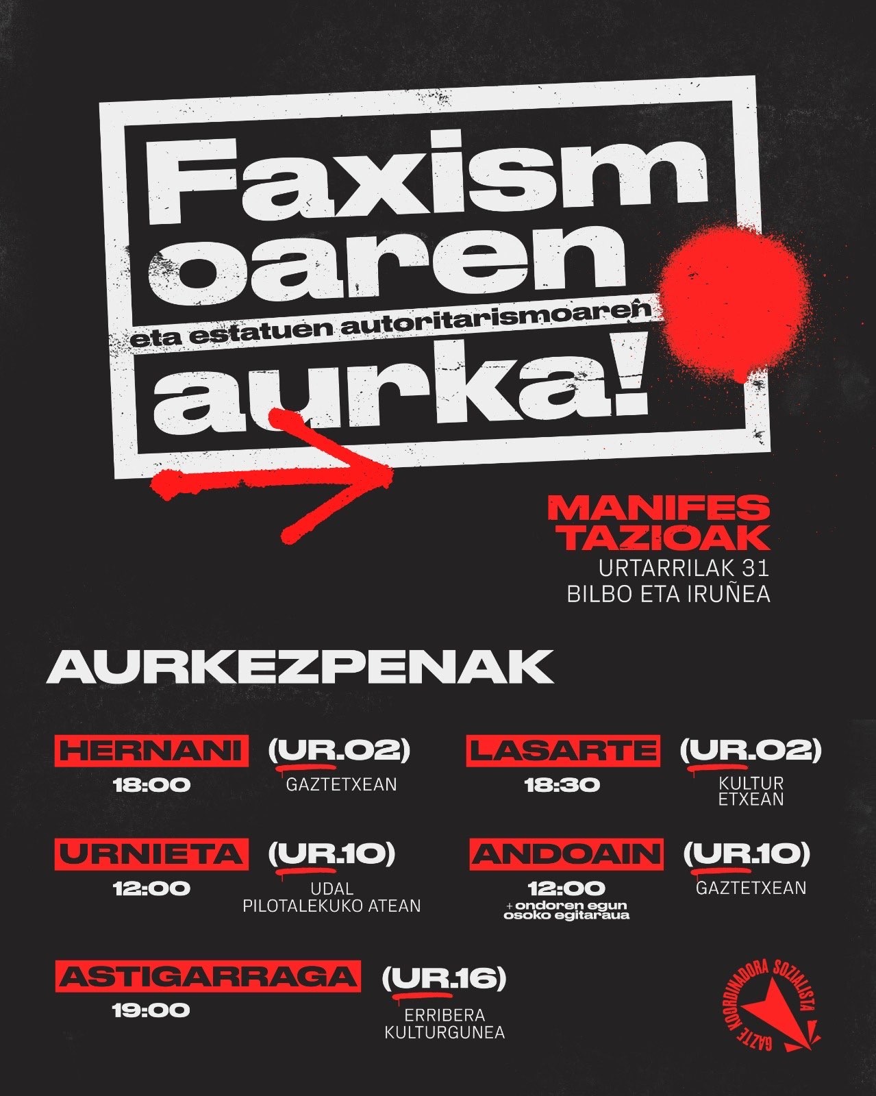Bilboko eta Iruñeko manifestazioak aurkeztuko dituzte Buruntzaldean