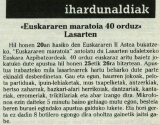 Euskararen Maratoiaren aurreneko edizioa 'Argia' aldizkarian iragarri zutenekoa
