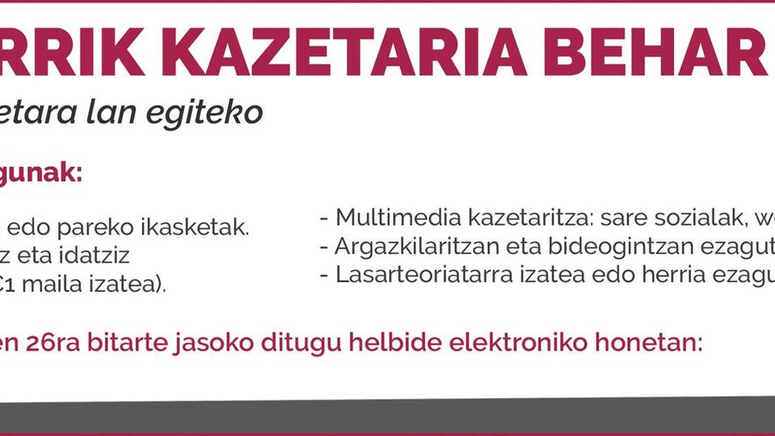 Kazetaria behar du TXINTXARRI-k