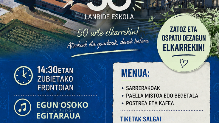 Mende erdiko ibilbidea festa handi batekin ospatuko du Zubieta Lanbide Eskolak