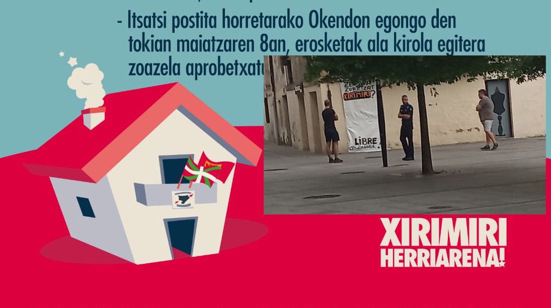 Alkateak Xirimiriren aldeko ekimen bat debekatu duela salatu dute hainbat eragilek