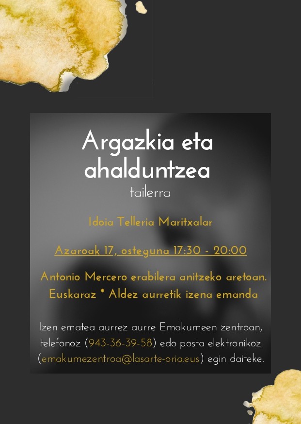 Ahalduntze eta argazki tailerra egingo dute bihar, Antonio Mercero gunean