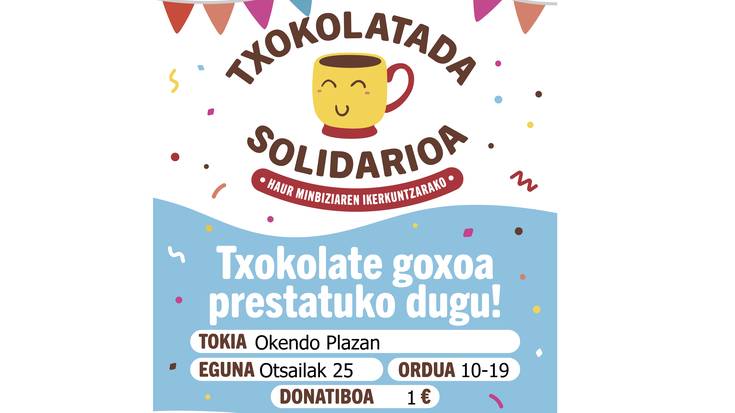 Txokolate jan solidarioa egingo dute larunbatean, haur minbiziaren ikerketa laguntzeko