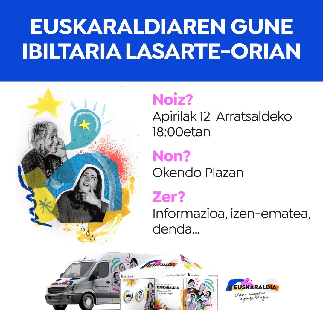 Euskaraldiaren gune ibiltaria Okendo plazan izango da gaur