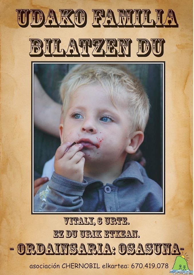 Udan Txernobylgo haurrak hartzeko familiak behar dituzte