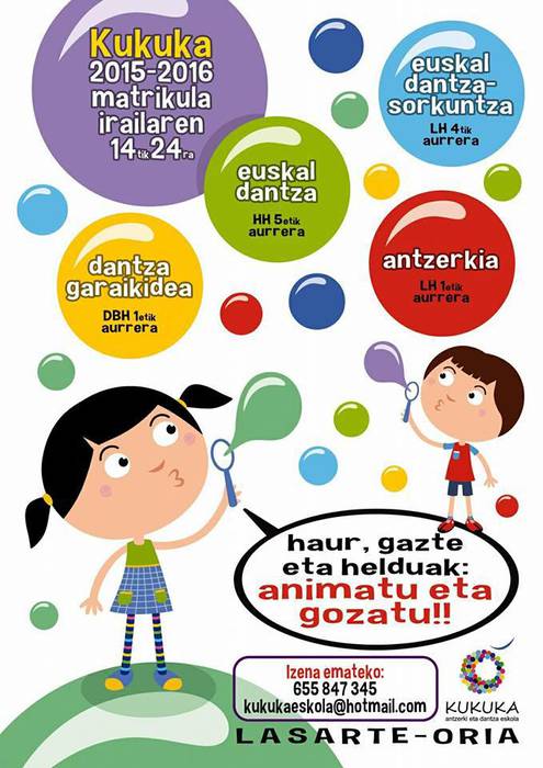 Kukuka antzerki eta dantza eskolan izena emateko azken egunak