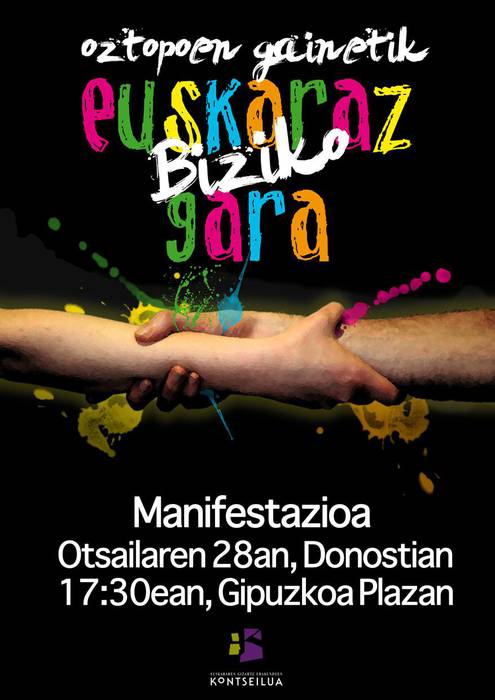 Bihar "Oztopoen gainetik euskaraz biziko gara" manifestazioa