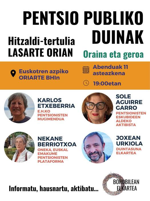 'Pentsio publiko duinak: oraina eta geroa' solasaldia